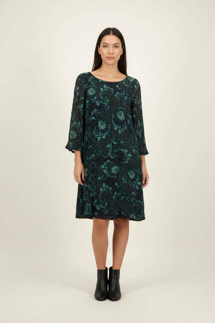 Robe Fleurie Verte et Noire - Taille L/40 de la marque Claudie Pierlot | PARAD90469 - Vendu par Paradigme - Image 1