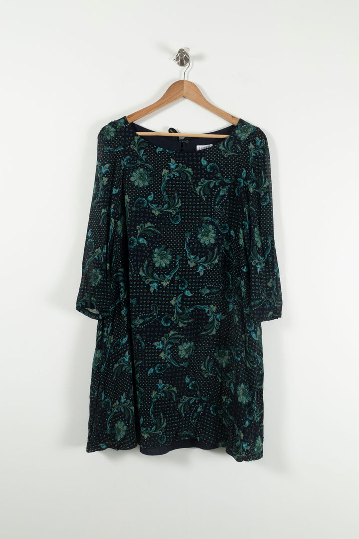 Robe Fleurie Verte et Noire - Taille L/40 de la marque Claudie Pierlot | PARAD90469 - Vendu par Paradigme - Image 2