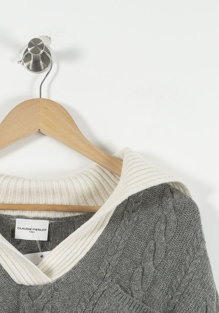 Pull Gris et Écru - Taille L/40 de la marque Claudie Pierlot | PARAD90471 - Vendu par Paradigme - Image 3