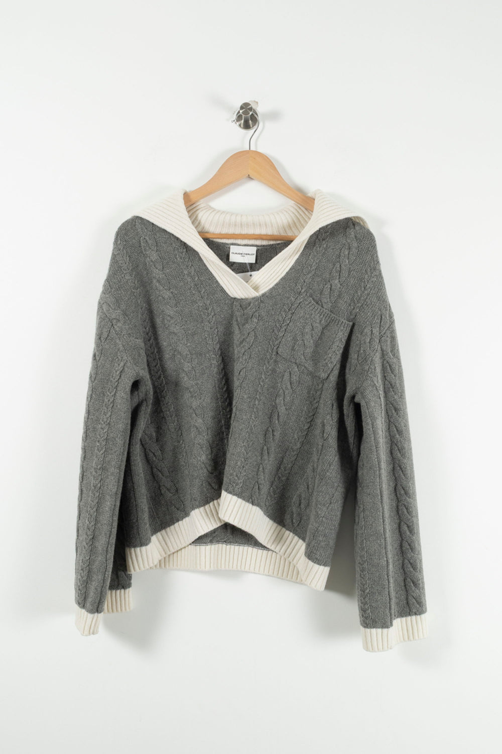 Pull Gris et Écru - Taille L/40 de la marque Claudie Pierlot | PARAD90471 - Vendu par Paradigme - Image 2