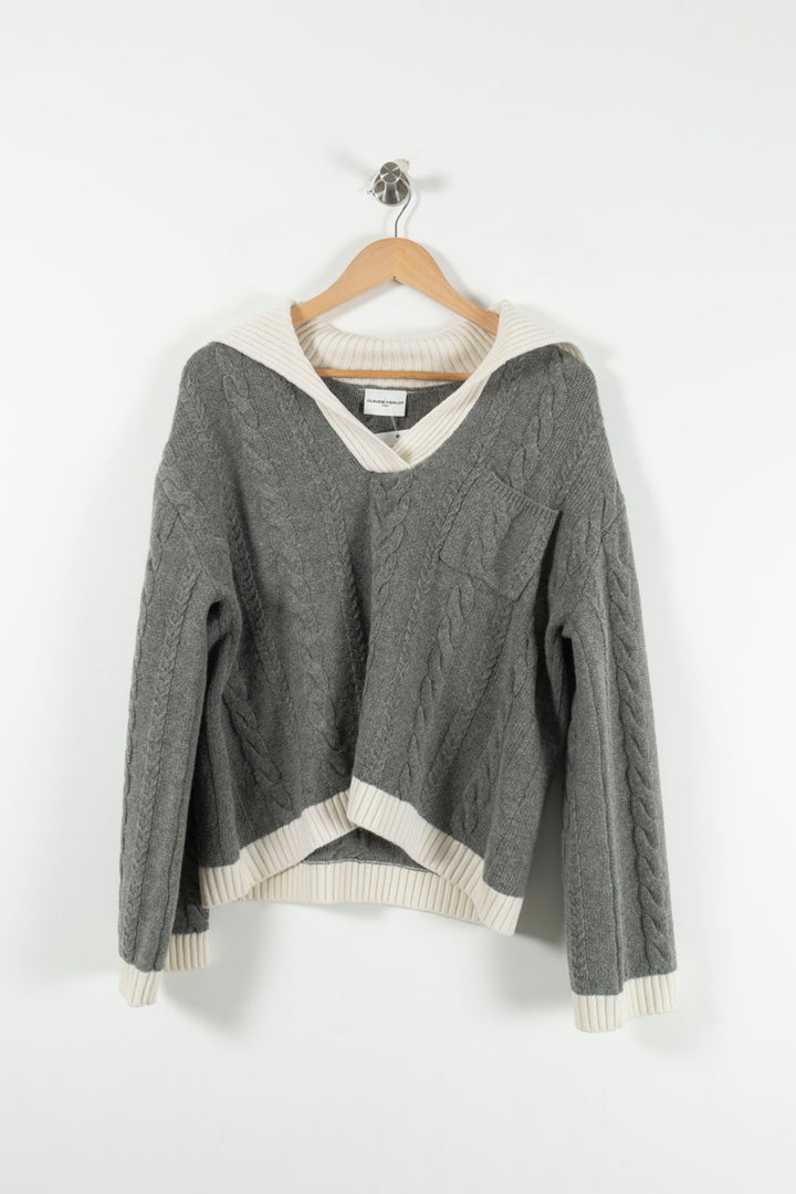 Pull Gris et Écru - Taille L/40 de la marque Claudie Pierlot | PARAD90471 - Vendu par Paradigme - Image 2