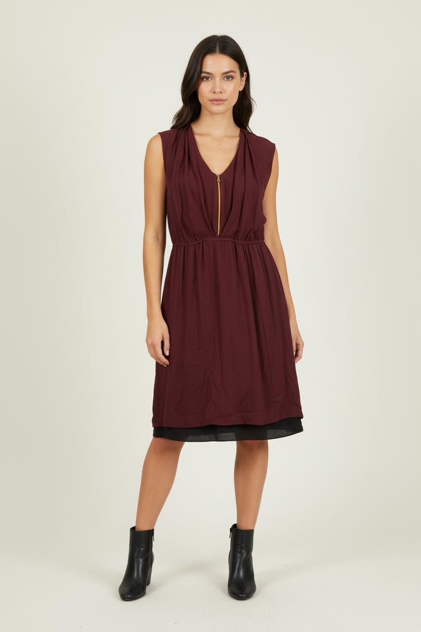 Robe Sans Manches Bordeaux - Taille M/38 de la marque Sandro | PARAD90475 - Vendu par Paradigme - Image 1
