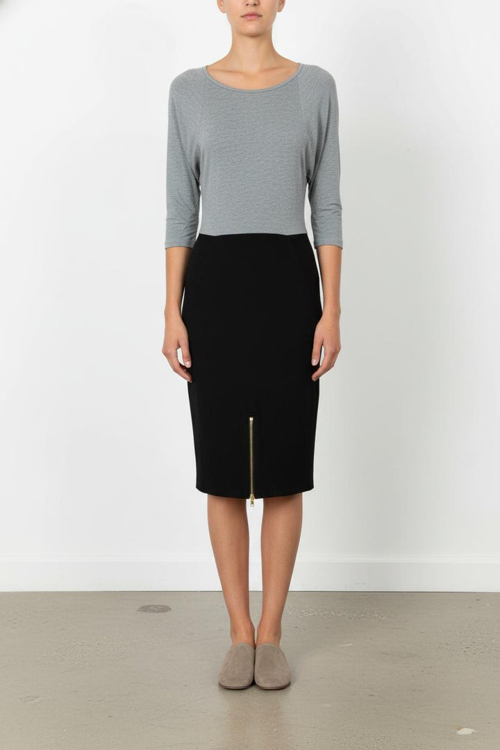 Robe Midi Grise et Noire - Taille M/38 de la marque Sandro | PARAD90482 - Vendu par Paradigme - Image 1