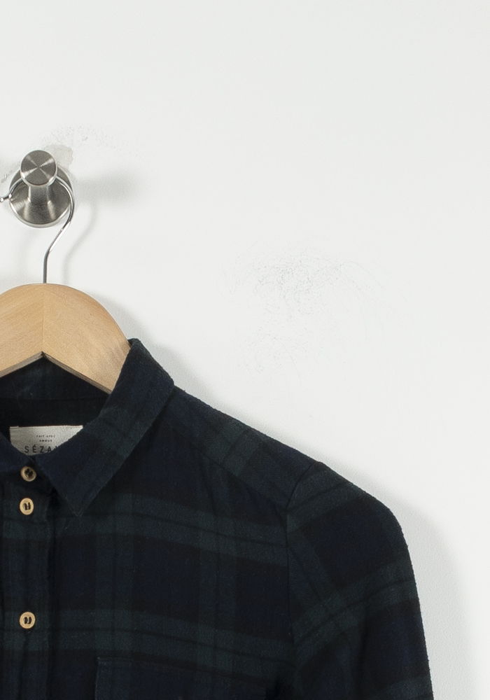 Chemise à Carreaux Bleue et Verte - Taille XS/34 de la marque Sézane | PARAD90486 - Vendu par Paradigme - Image 3