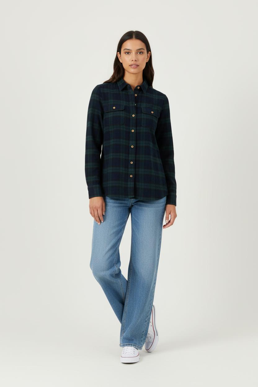 Chemise à Carreaux Bleue et Verte - Taille XS/34 de la marque Sézane | PARAD90486 - Vendu par Paradigme - Image 1