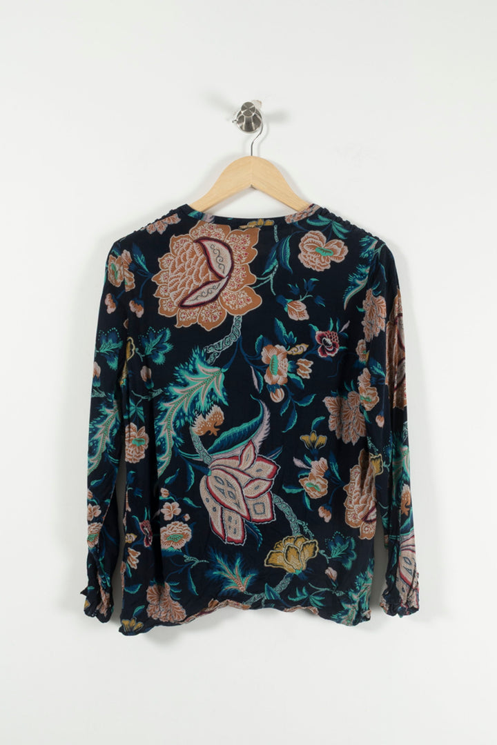 Blouse Fleurie Bleu et Jaune - Taille L/40 de la marque One Step | PARAD90503 - Vendu par Paradigme - Image 4
