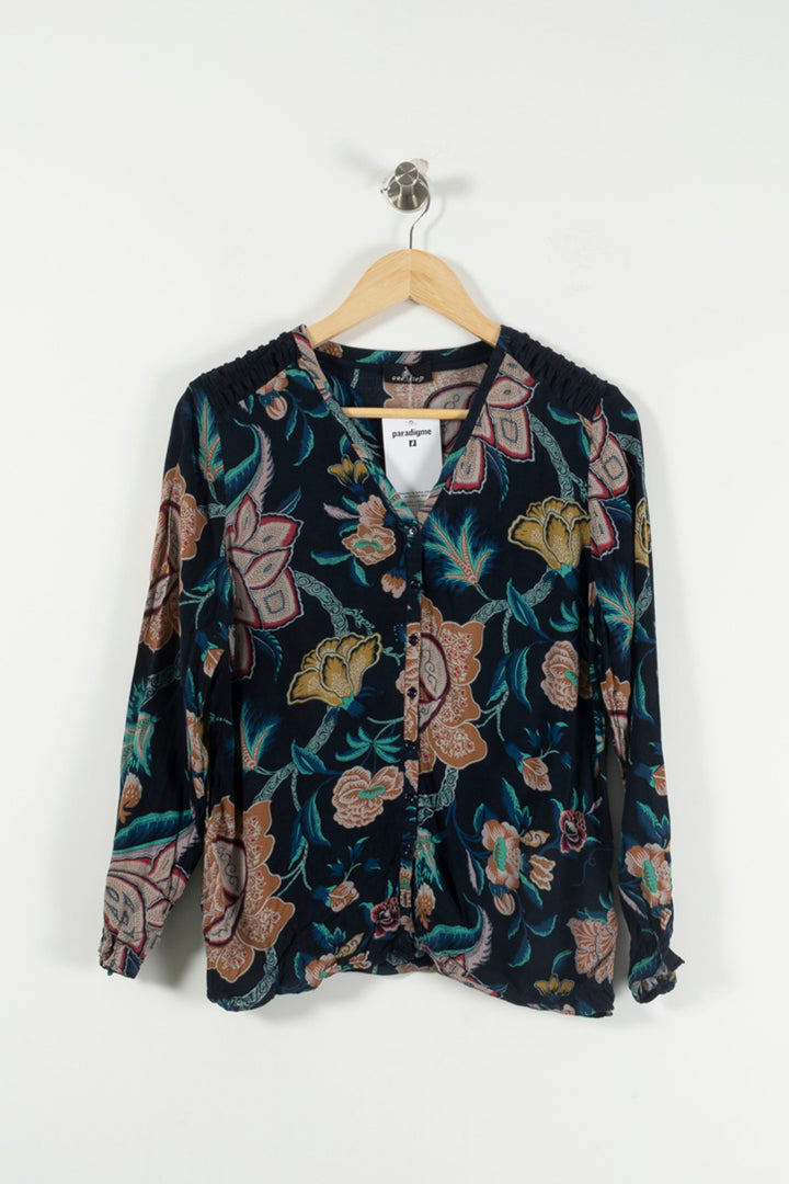 Blouse Fleurie Bleu et Jaune - Taille L/40 de la marque One Step | PARAD90503 - Vendu par Paradigme - Image 2