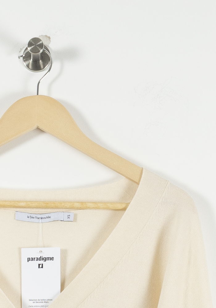 Cardigan Écru - Taille XS/34 de la marque La Fée Maraboutée | PARAD90514 - Vendu par Paradigme - Image 3
