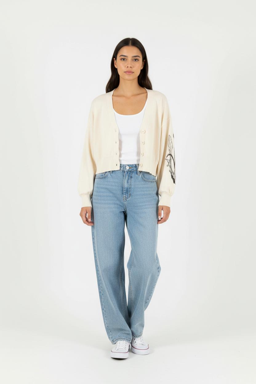 Cardigan Écru - Taille XS/34 de la marque La Fée Maraboutée | PARAD90514 - Vendu par Paradigme - Image 1