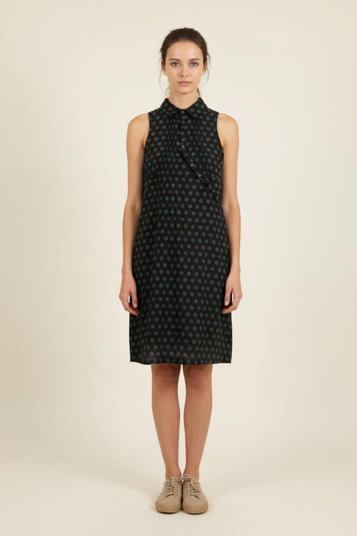 Robe Sans Manches Noire à Pois Bleus - Taille S/36 de la marque One Step | PARAD90519 - Vendu par Paradigme - Image 1