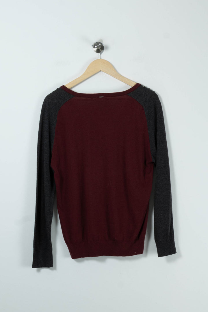 Pull Bordeaux et Gris - Taille S/36 de la marque IKKS | PARAD90565 - Vendu par Paradigme - Image 4