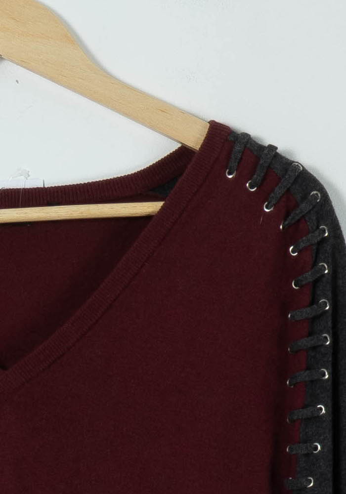 Pull Bordeaux et Gris - Taille S/36 de la marque IKKS | PARAD90565 - Vendu par Paradigme - Image 3