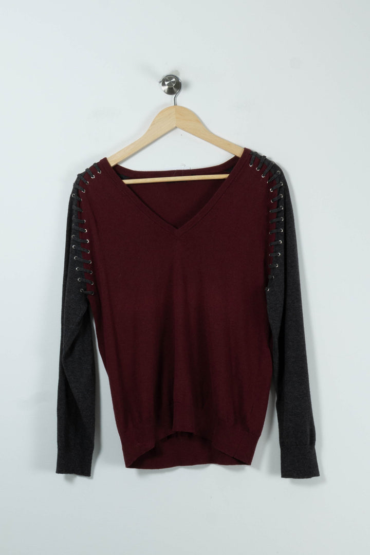 Pull Bordeaux et Gris - Taille S/36 de la marque IKKS | PARAD90565 - Vendu par Paradigme - Image 2