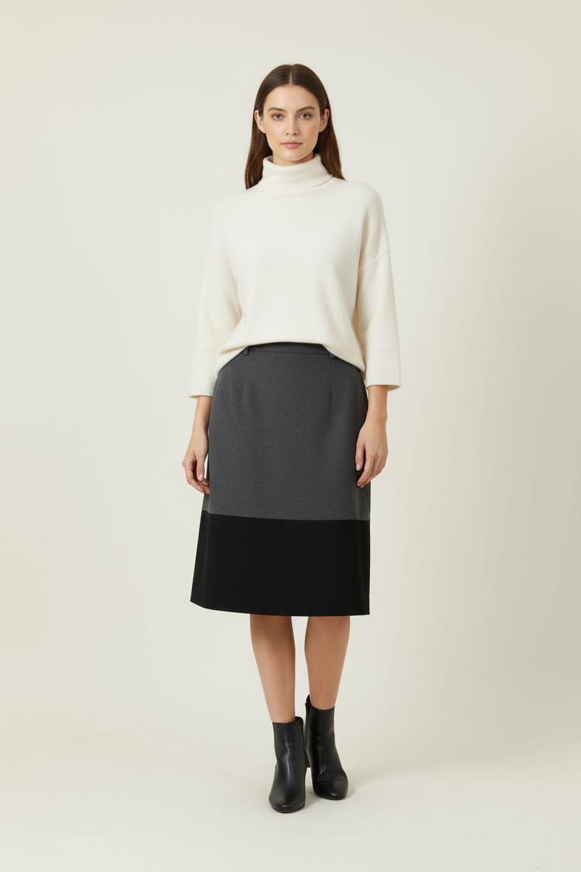 Jupe Droite Grise et Noire - Taille L/40 de la marque Caroll | PARAD90575 - Vendu par Paradigme - Image 1