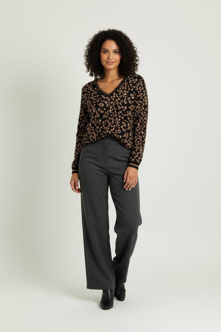 Blouse Noire et Marron - Taille XL/42 de la marque La Fée Maraboutée | PARAD90597 - Vendu par Paradigme - Image 1