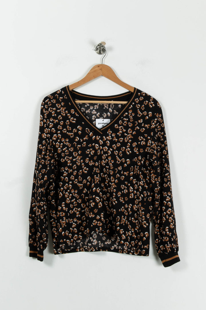 Blouse Noire et Marron - Taille XL/42 de la marque La Fée Maraboutée | PARAD90597 - Vendu par Paradigme - Image 2