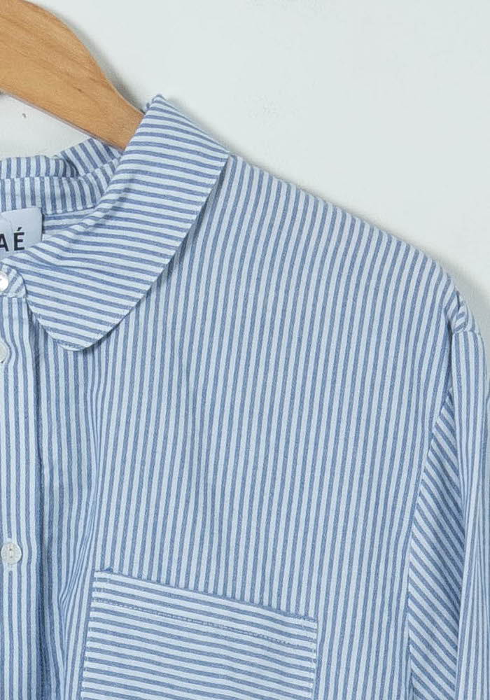 Chemise Rayée Bleue et Blanche - Taille L/40 de la marque Rosaé Paris | PARAD90598 - Vendu par Paradigme - Image 3