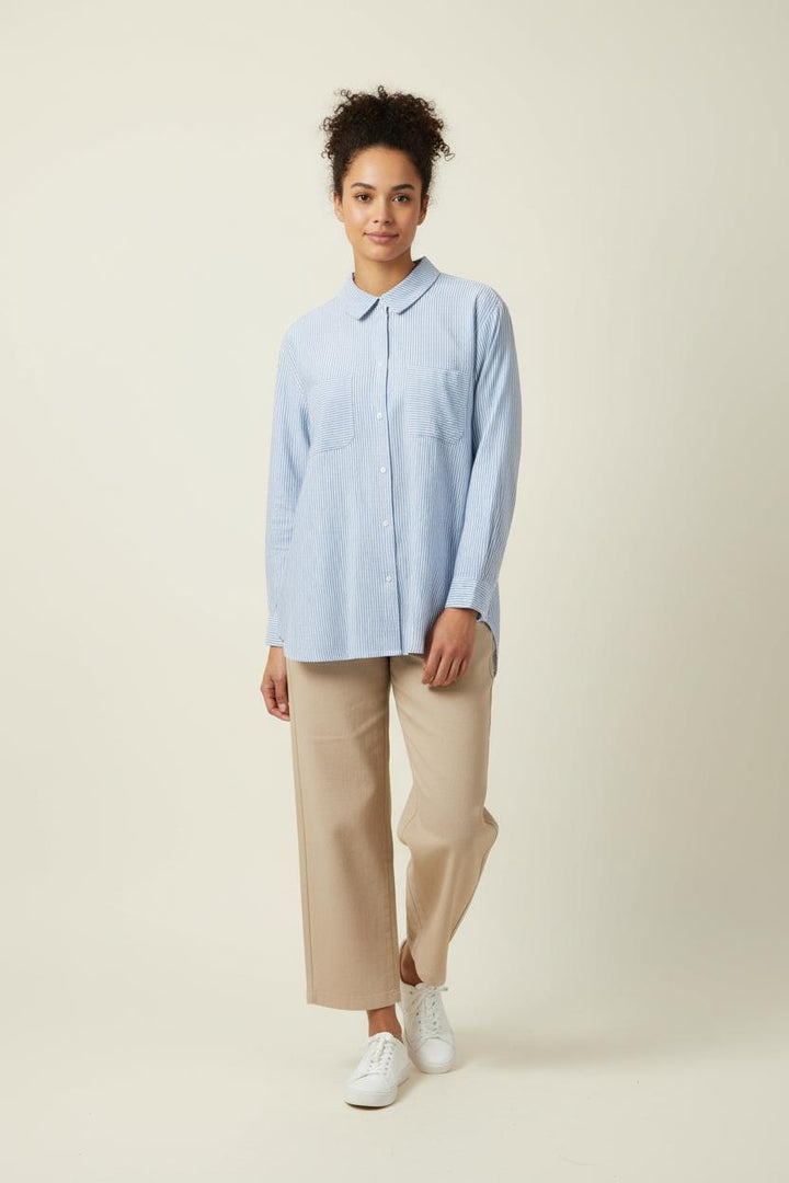 Chemise Rayée Bleue et Blanche - Taille L/40 de la marque Rosaé Paris | PARAD90598 - Vendu par Paradigme - Image 1