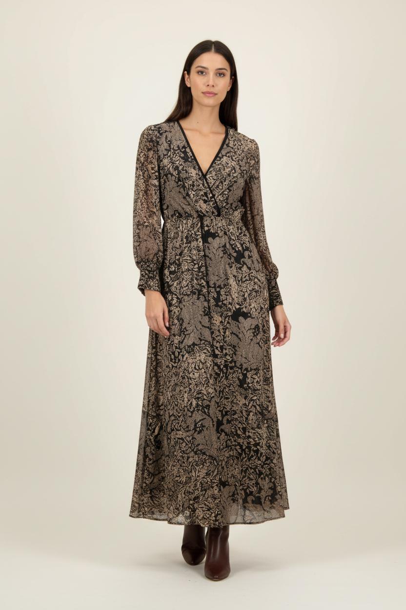 Robe Longue Noire et Beige - Taille M/38 de la marque Maison 123 | PARAD90614 - Vendu par Paradigme - Image 1