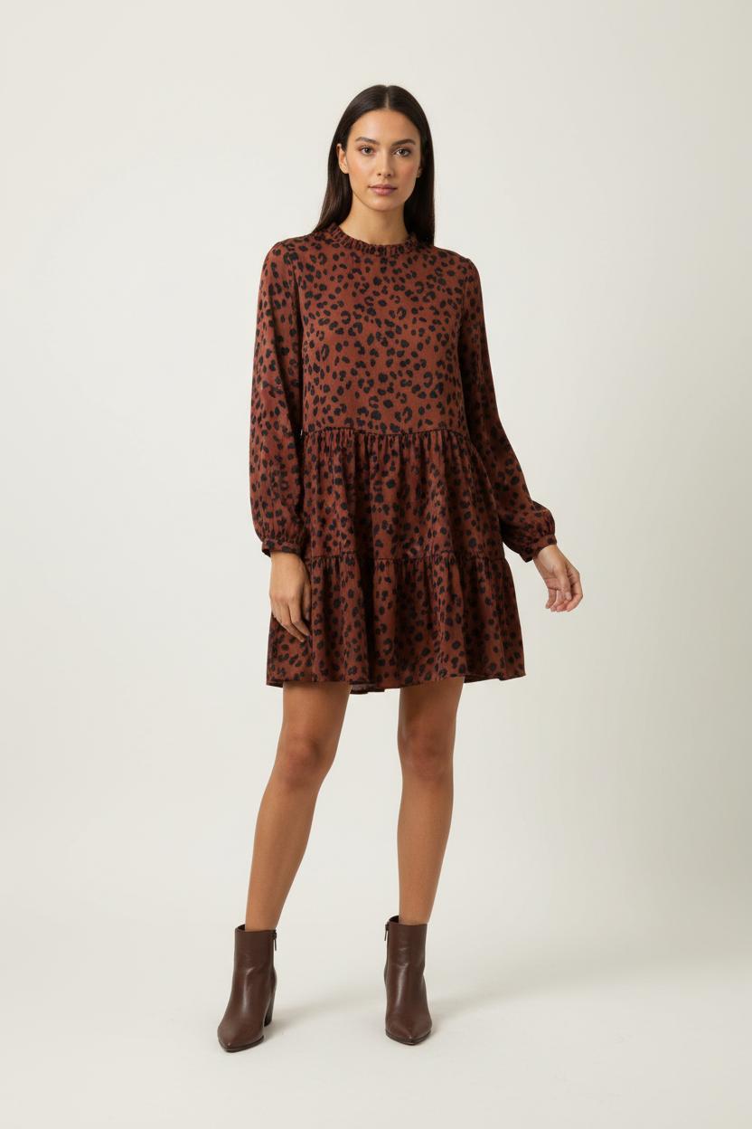 Robe Courte Marron et Noire - Taille L/40 de la marque Mes Demoiselles Paris | PARAD90631 - Vendu par Paradigme - Image 1