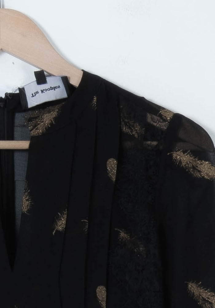 Robe Midi Noire et Dorée - Taille XS/34 de la marque The Kooples | PARAD90669 - Vendu par Paradigme - Image 3