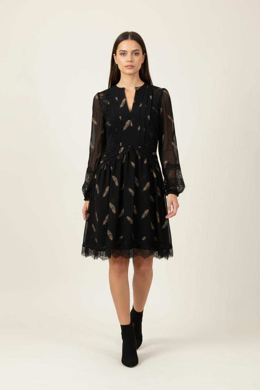 Robe Midi Noire et Dorée - Taille XS/34 de la marque The Kooples | PARAD90669 - Vendu par Paradigme - Image 1