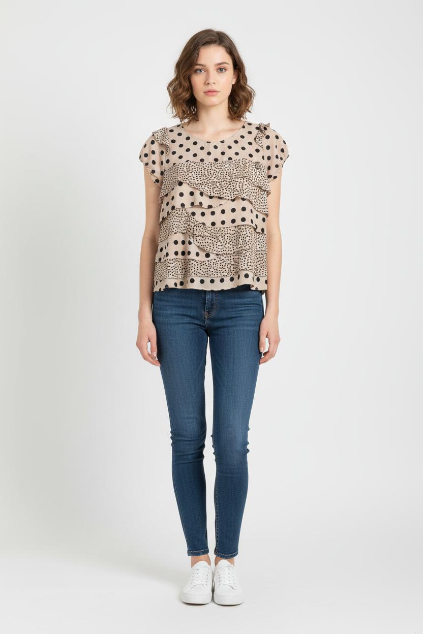 Blouse Beige et Noire - Taille S/36 de la marque Liu Jo | PARAD90676 - Vendu par Paradigme - Image 1