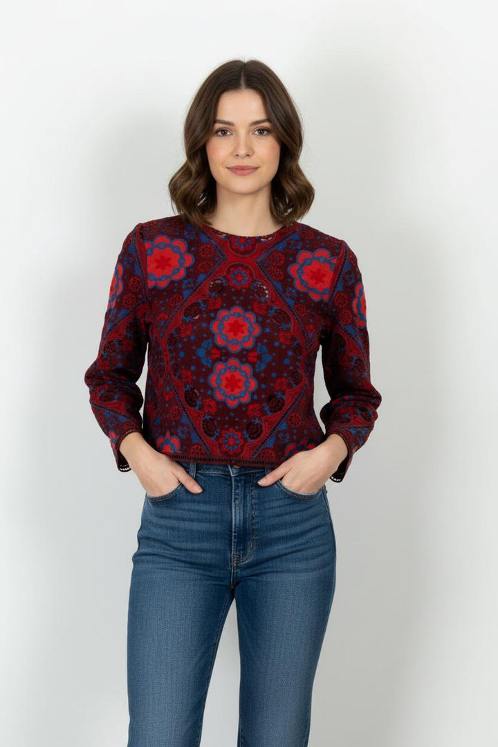 Blouse Bordeaux et Bleu - Taille L/40 de la marque Sandro | PARAD90677 - Vendu par Paradigme - Image 1
