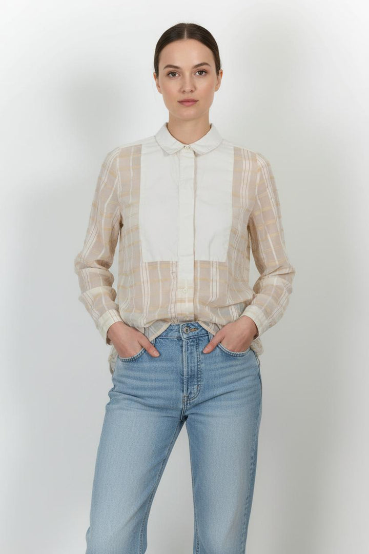 Chemise à Carreaux Beige et Blanche - Taille S/36 de la marque Chloé Stora | PARAD90679 - Vendu par Paradigme - Image 1
