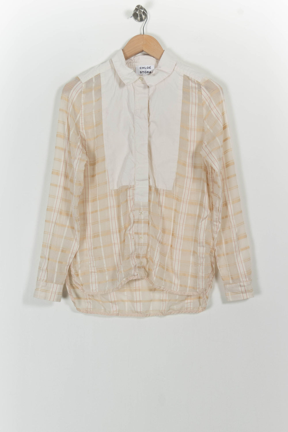 Chemise à Carreaux Beige et Blanche - Taille S/36 de la marque Chloé Stora | PARAD90679 - Vendu par Paradigme - Image 2