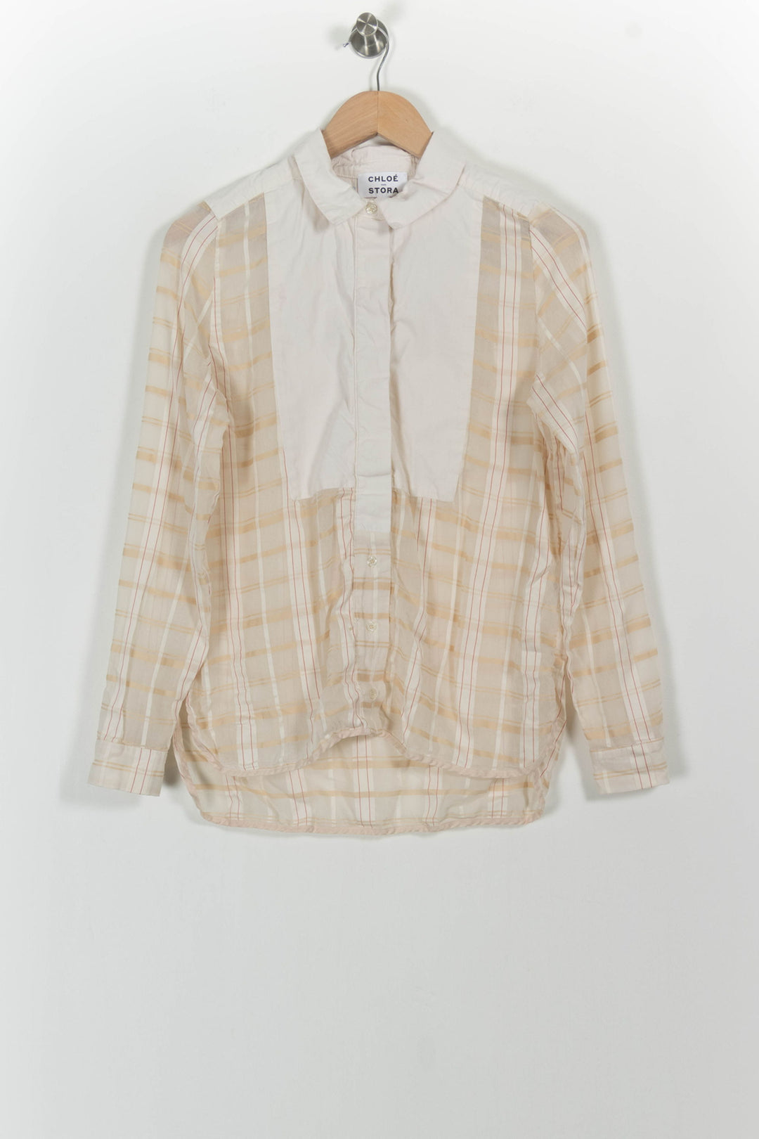 Chemise à Carreaux Beige et Blanche - Taille S/36 de la marque Chloé Stora | PARAD90679 - Vendu par Paradigme - Image 2
