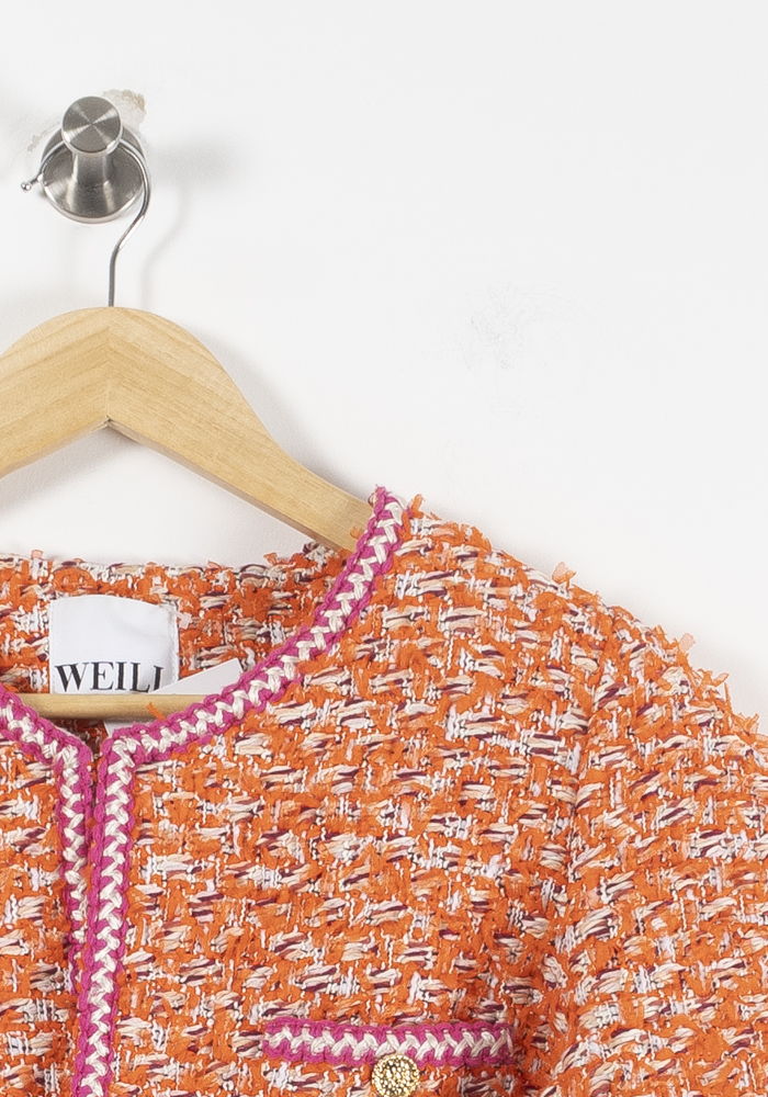 Veste Courte en Tweed Orange et Rose - Taille S/36 de la marque Weill | PARAD90686 - Vendu par Paradigme - Image 3