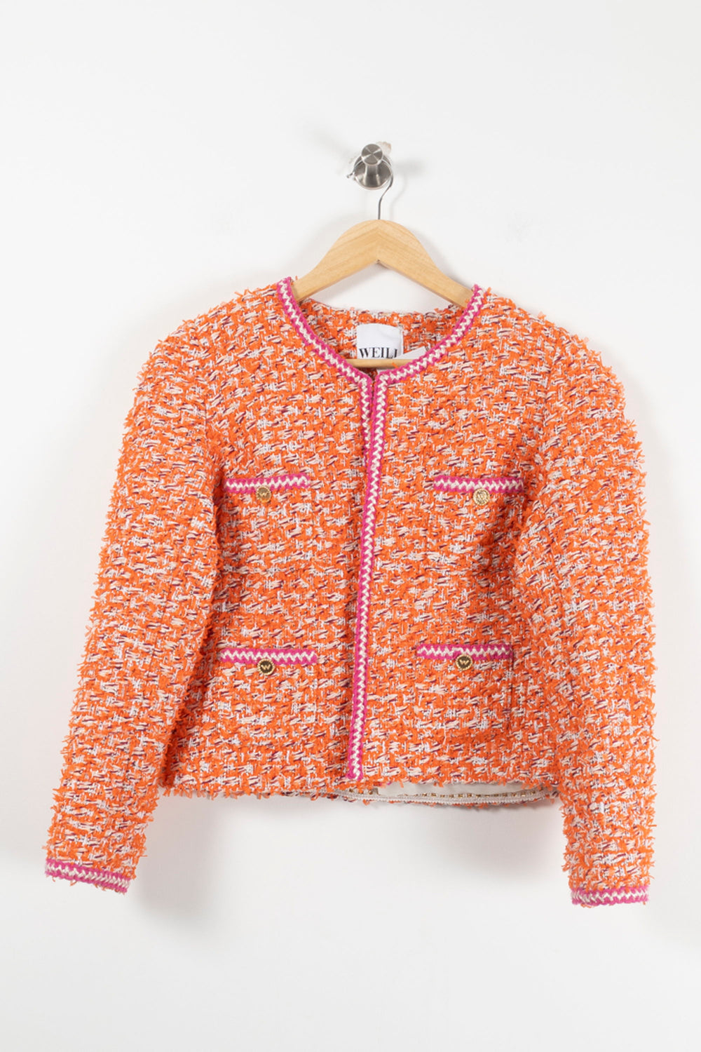 Veste Courte en Tweed Orange et Rose - Taille S/36 de la marque Weill | PARAD90686 - Vendu par Paradigme - Image 2