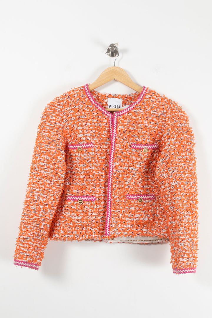 Veste Courte en Tweed Orange et Rose - Taille S/36 de la marque Weill | PARAD90686 - Vendu par Paradigme - Image 2