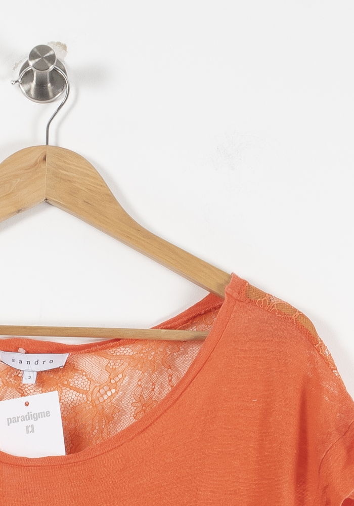 T-shirt Orange - Taille M/38 de la marque Sandro | PARAD90687 - Vendu par Paradigme - Image 3
