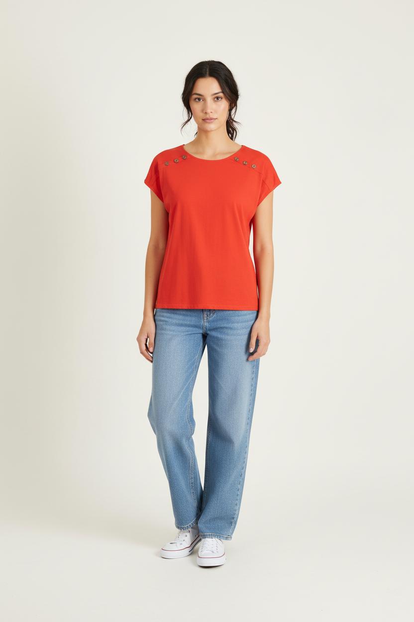Tee-shirt Rouge - Taille M/38 de la marque Caroll | PARAD90688 - Vendu par Paradigme - Image 1