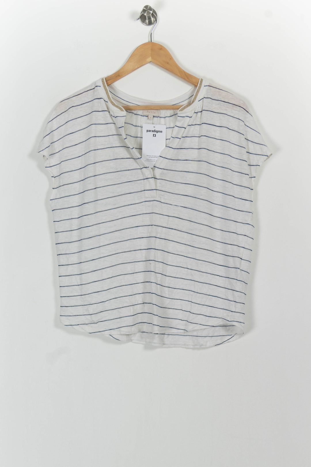 Tee-shirt Blanc et Bleu - Taille S/36 de la marque Pablo | PARAD90703 - Vendu par Paradigme - Image 2