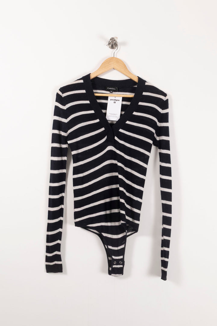 Body Noir et Blanc - Taille M/38 de la marque Caroll | PARAD90716 - Vendu par Paradigme - Image 2