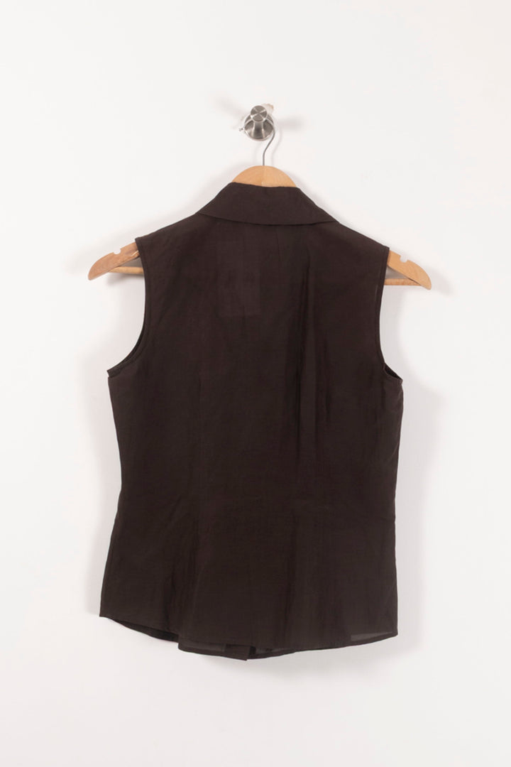 Blouse Sans Manches Marron - Taille S/36 de la marque Caroll | PARAD90717 - Vendu par Paradigme - Image 4