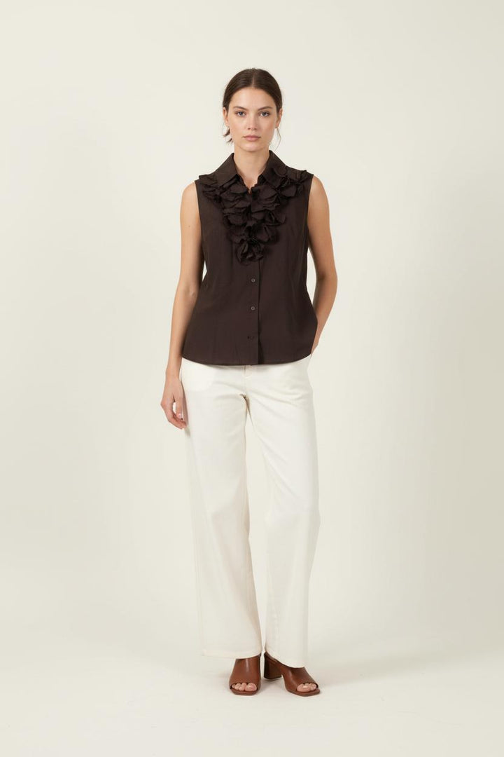 Blouse Sans Manches Marron - Taille S/36 de la marque Caroll | PARAD90717 - Vendu par Paradigme - Image 1