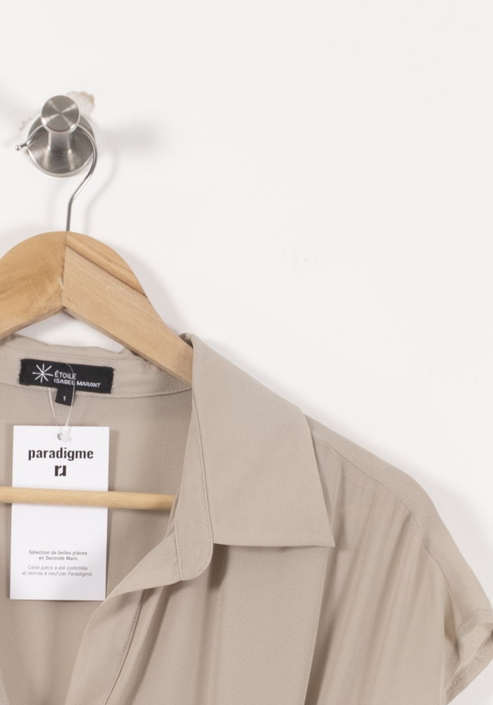 Robe Chemise Beige et Noire - Taille S/36 de la marque Isabel Marant étoile | PARAD90731 - Vendu par Paradigme - Image 3