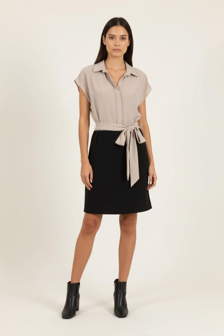 Robe Chemise Beige et Noire - Taille S/36 de la marque Isabel Marant étoile | PARAD90731 - Vendu par Paradigme - Image 1