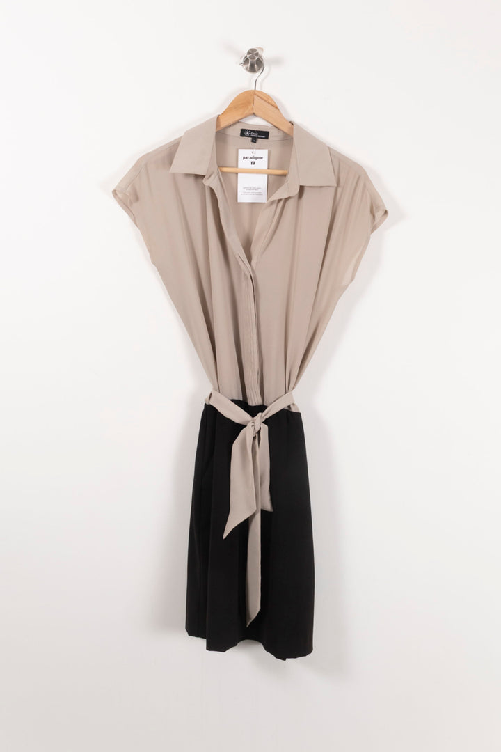Robe Chemise Beige et Noire - Taille S/36 de la marque Isabel Marant étoile | PARAD90731 - Vendu par Paradigme - Image 2