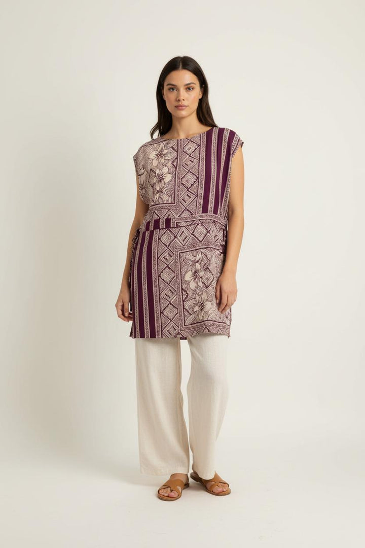 Robe Violet et Beige - Taille M/38 de la marque La Fée Maraboutée | PARAD90734 - Vendu par Paradigme - Image 1