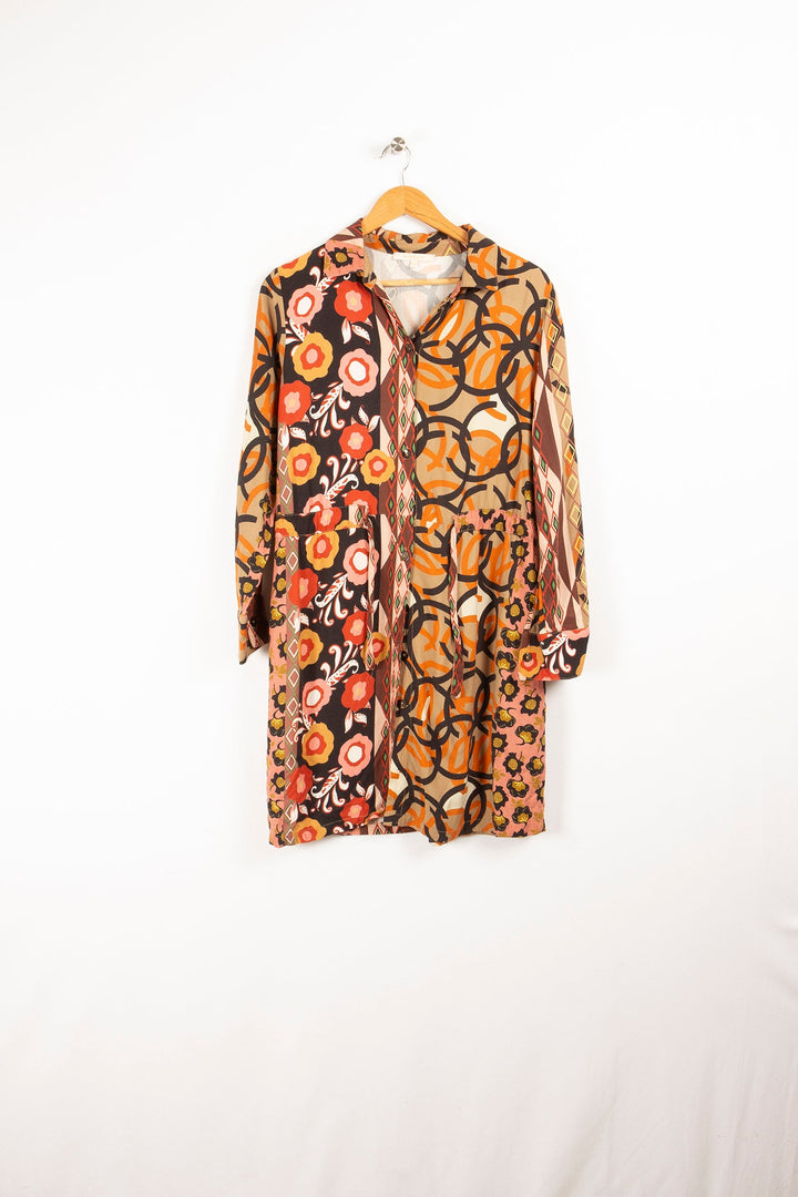 Robe chemise à imprimé patch vintage -  L/40
