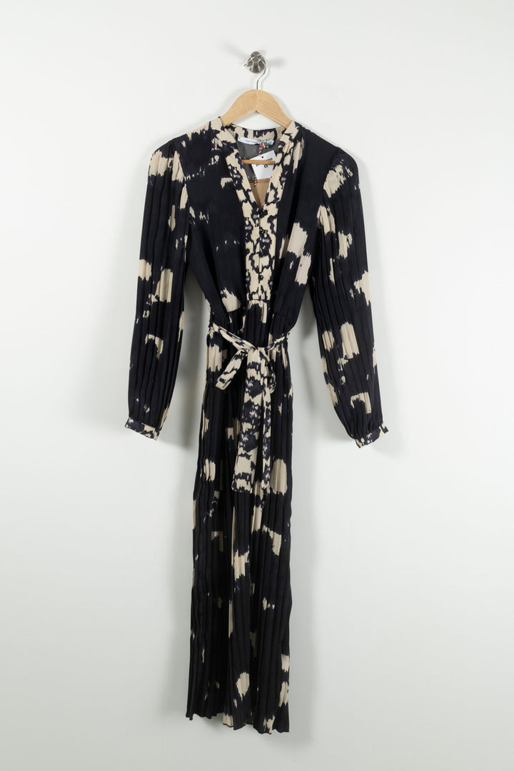 Robe Longue Noire et Beige - Taille XS/34 de la marque La Fée Maraboutée | PARAD90850 - Vendu par Paradigme - Image 2