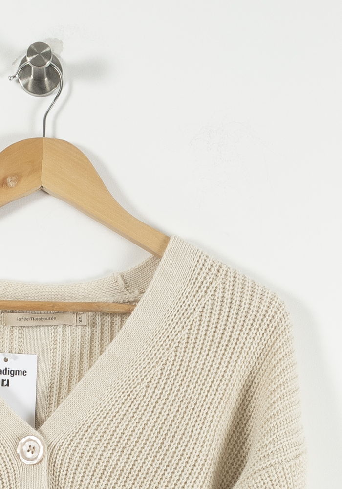 Cardigan Beige - Taille XS/34 de la marque La Fée Maraboutée | PARAD90851 - Vendu par Paradigme - Image 3