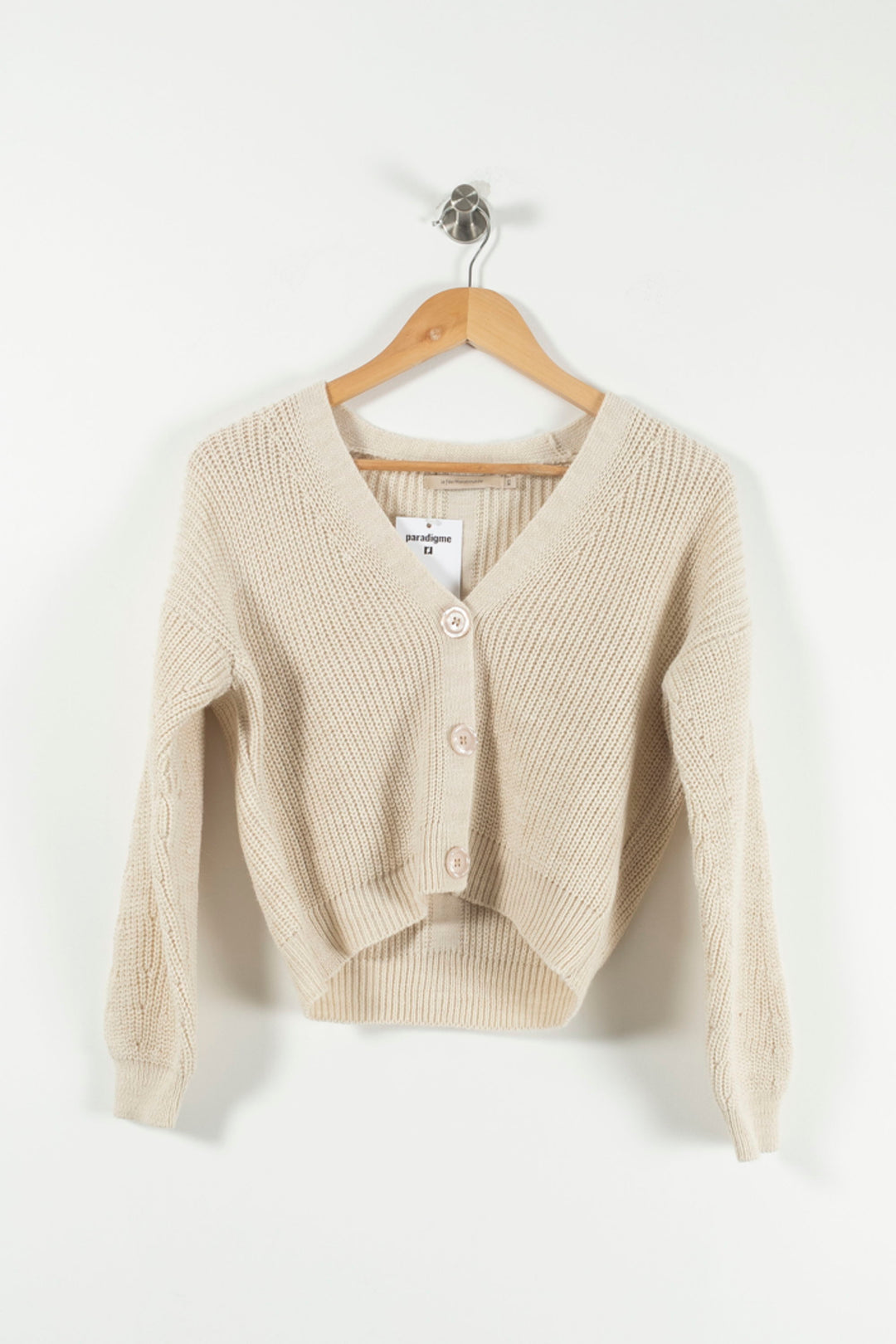 Cardigan Beige - Taille XS/34 de la marque La Fée Maraboutée | PARAD90851 - Vendu par Paradigme - Image 2