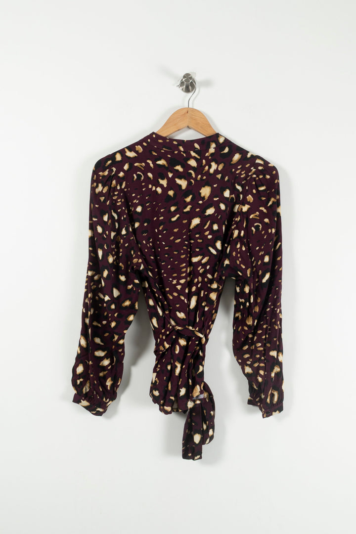 Blouse Imprimée Bordeaux et Beige - Taille S/36 de la marque La Fée Maraboutée | PARAD90853 - Vendu par Paradigme - Image 4
