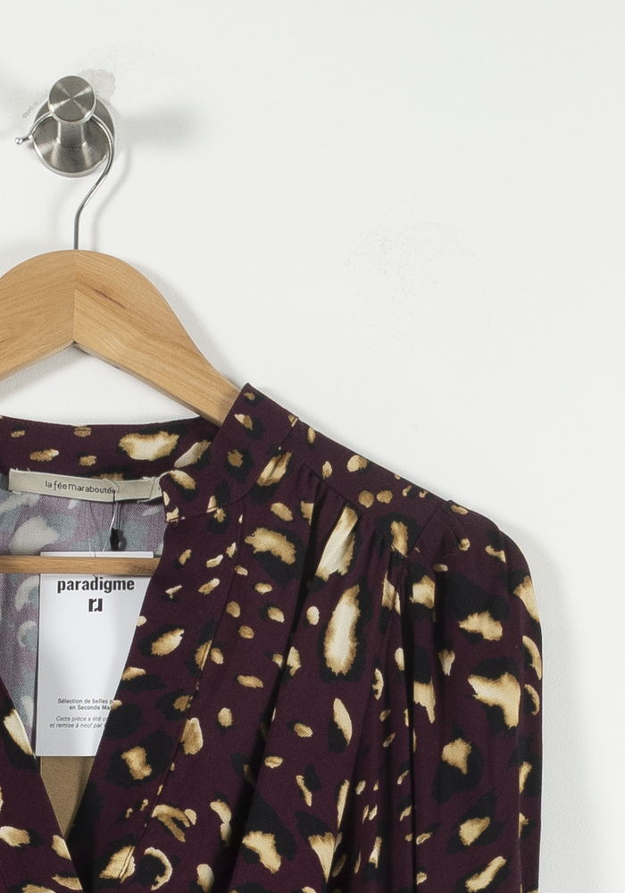 Blouse Imprimée Bordeaux et Beige - Taille S/36 de la marque La Fée Maraboutée | PARAD90853 - Vendu par Paradigme - Image 3